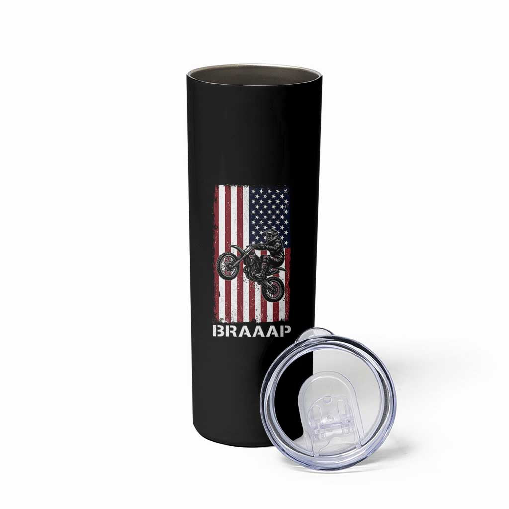 Dirt Bike Skinny Tumbler Braaap American Flag Motocross