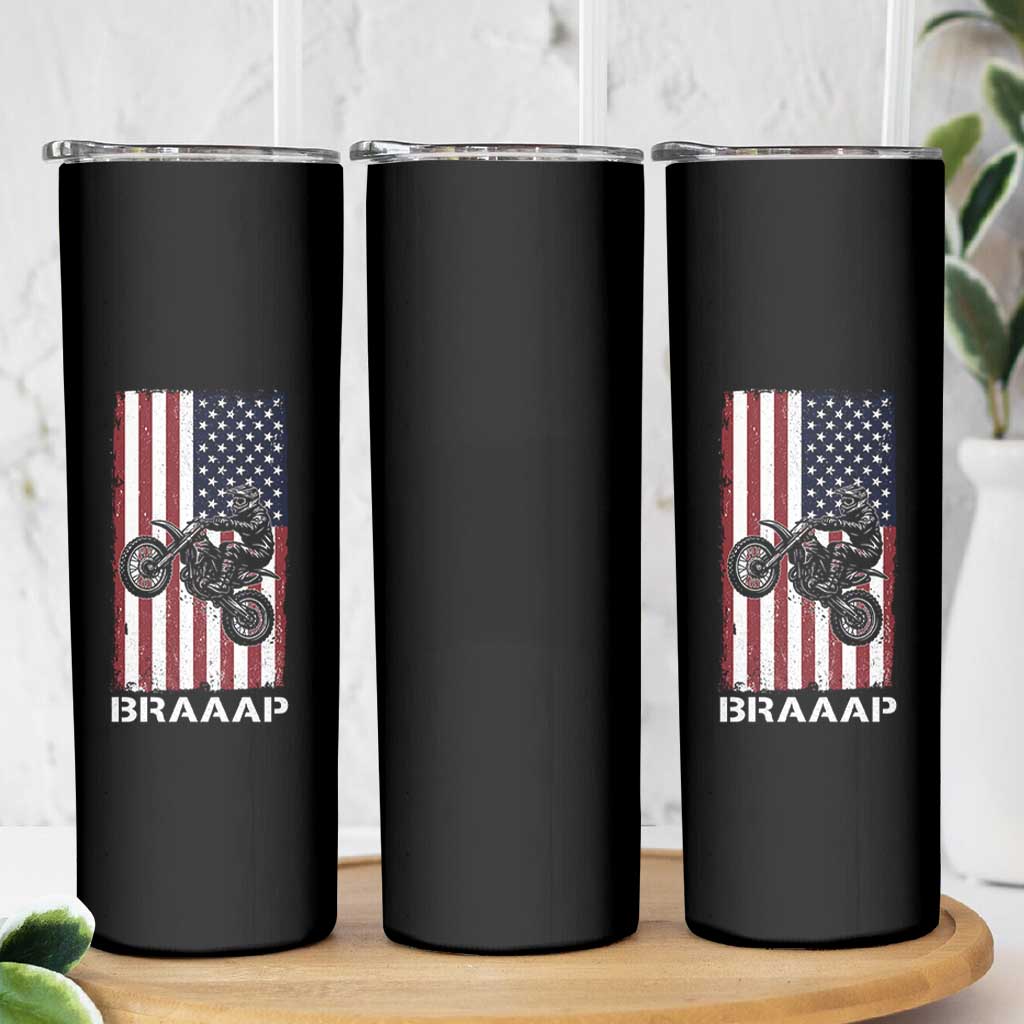 Dirt Bike Skinny Tumbler Braaap American Flag Motocross