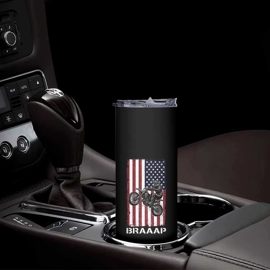 Dirt Bike Skinny Tumbler Braaap American Flag Motocross