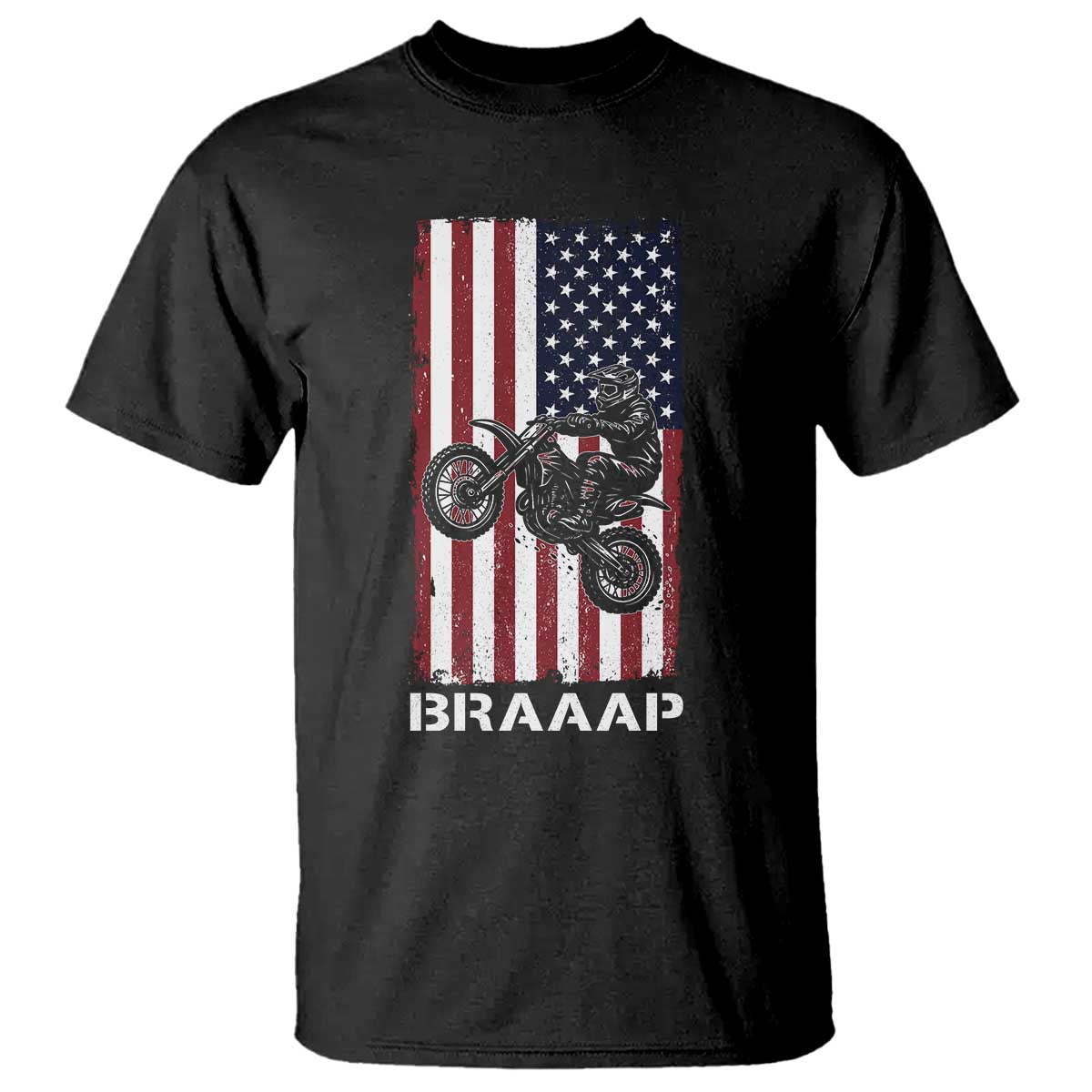 Dirt Bike T Shirt Braaap American Flag Motocross - Wonder Print Shop