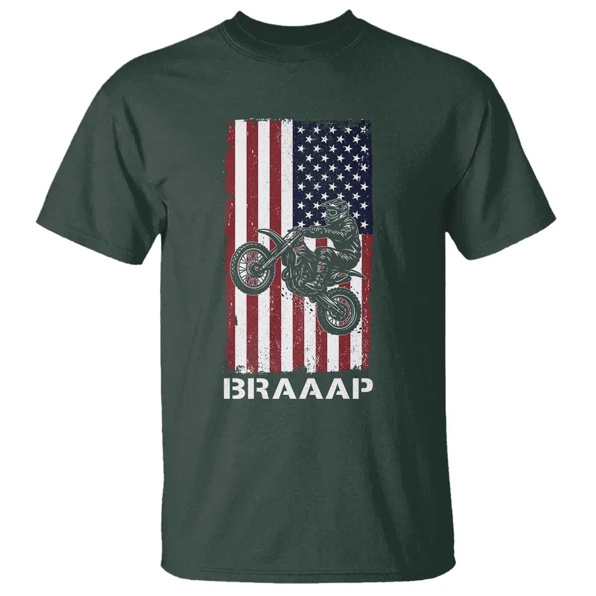 Dirt Bike T Shirt Braaap American Flag Motocross - Wonder Print Shop