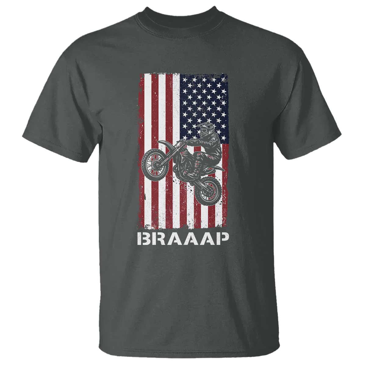 Dirt Bike T Shirt Braaap American Flag Motocross - Wonder Print Shop