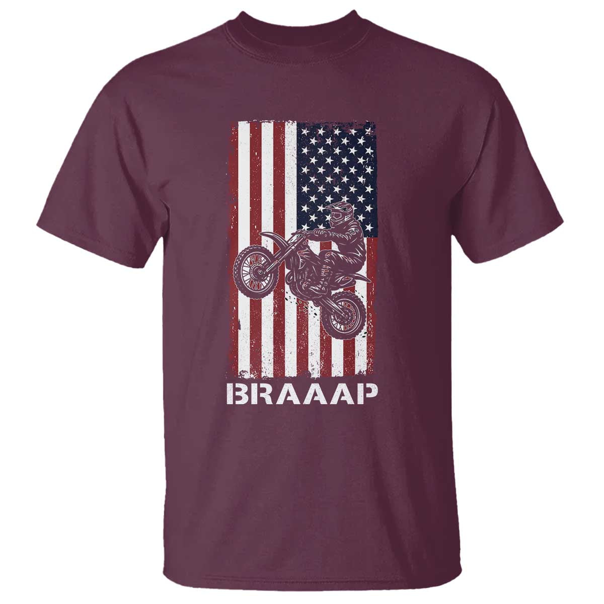 Dirt Bike T Shirt Braaap American Flag Motocross - Wonder Print Shop