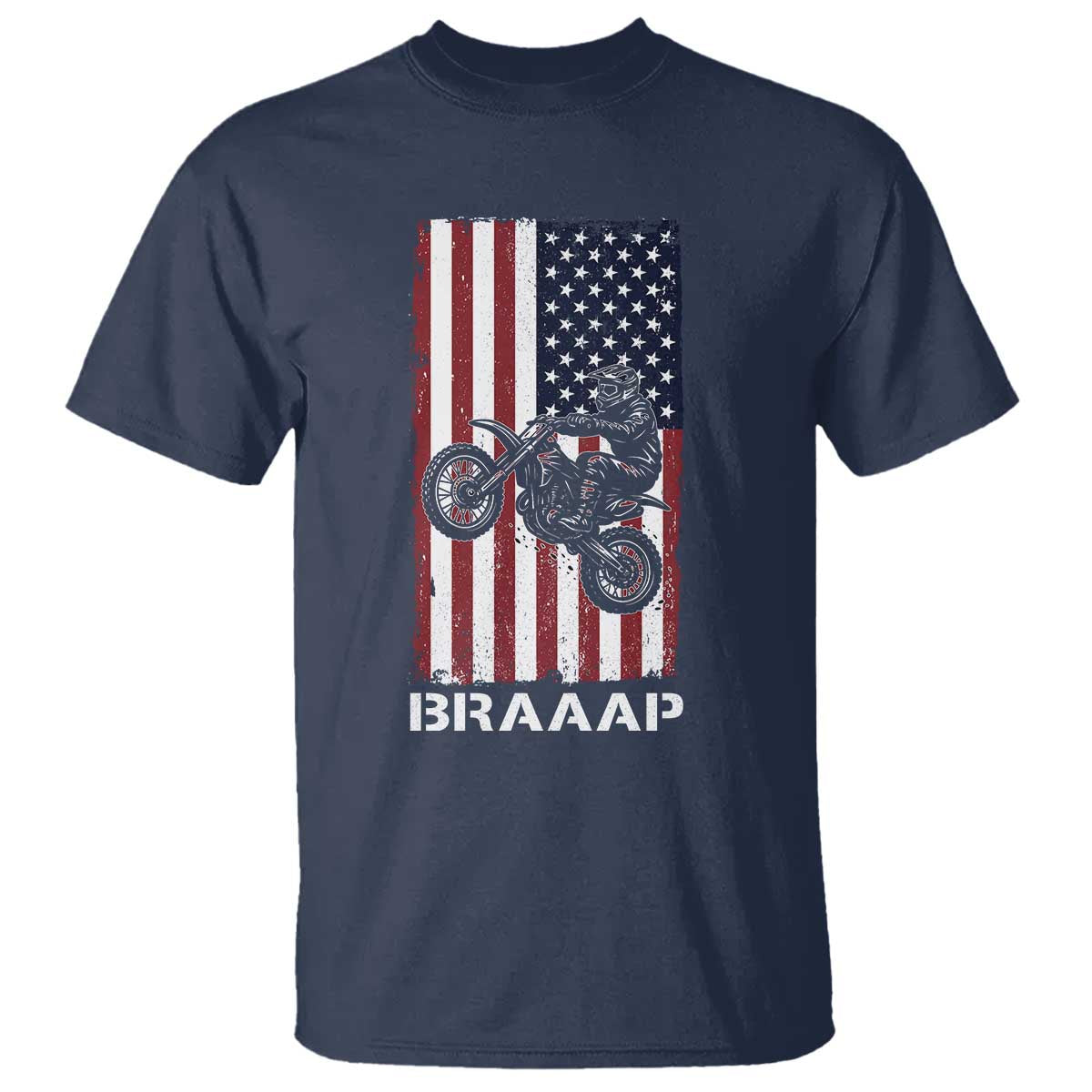 Dirt Bike T Shirt Braaap American Flag Motocross - Wonder Print Shop