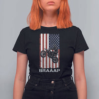 Dirt Bike T Shirt For Women Braaap American Flag Motocross - Wonder Print Shop