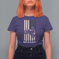 Dirt Bike T Shirt For Women Braaap American Flag Motocross - Wonder Print Shop