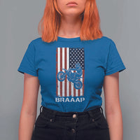 Dirt Bike T Shirt For Women Braaap American Flag Motocross - Wonder Print Shop