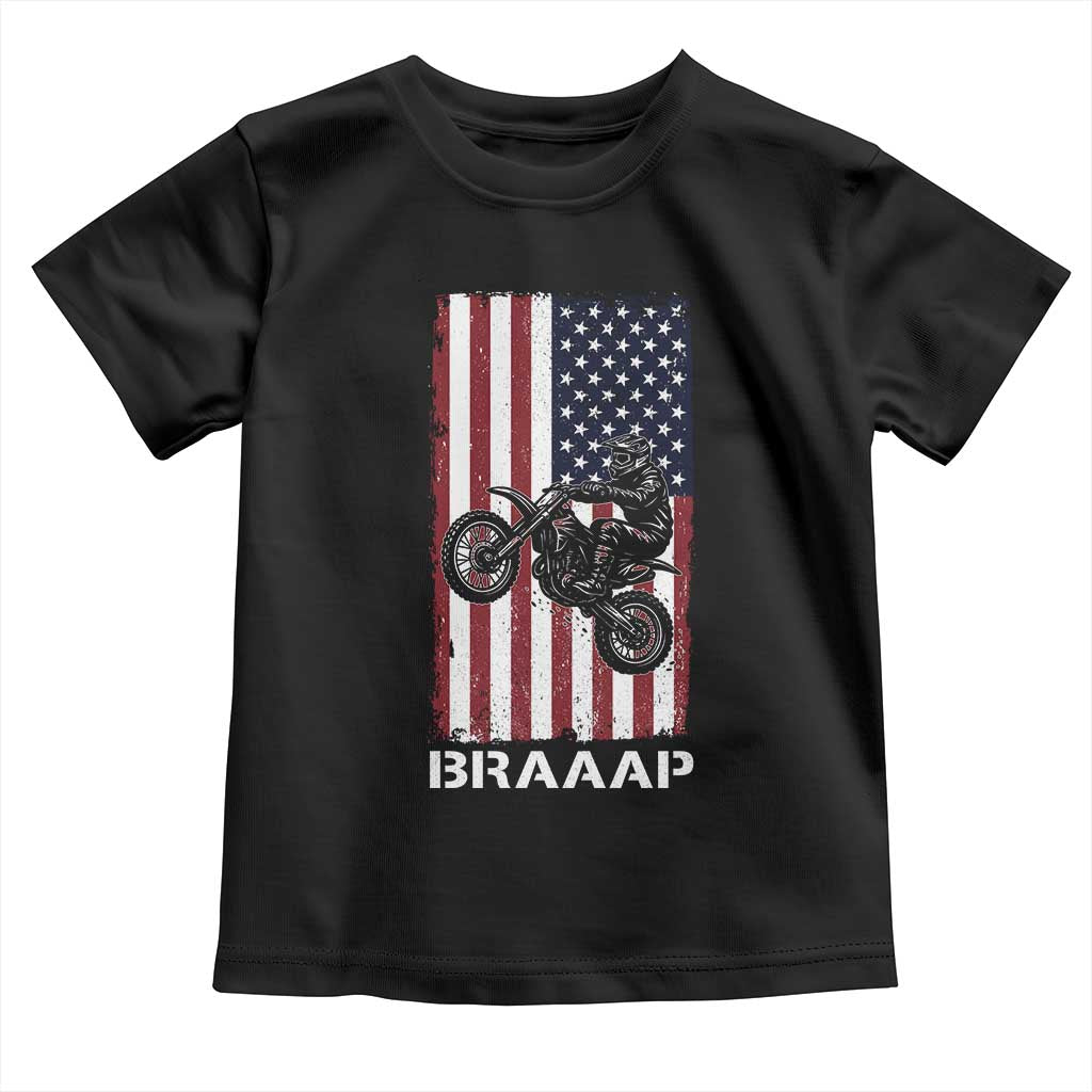 Dirt Bike Toddler T Shirt Braaap American Flag Motocross - Wonder Print Shop