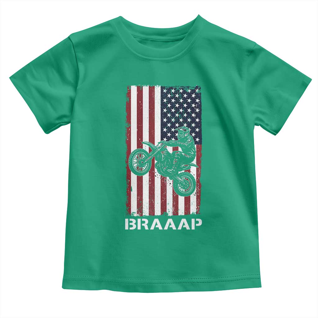 Dirt Bike Toddler T Shirt Braaap American Flag Motocross - Wonder Print Shop