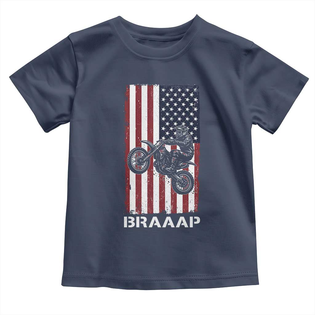 Dirt Bike Toddler T Shirt Braaap American Flag Motocross - Wonder Print Shop