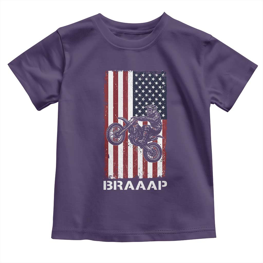 Dirt Bike Toddler T Shirt Braaap American Flag Motocross - Wonder Print Shop
