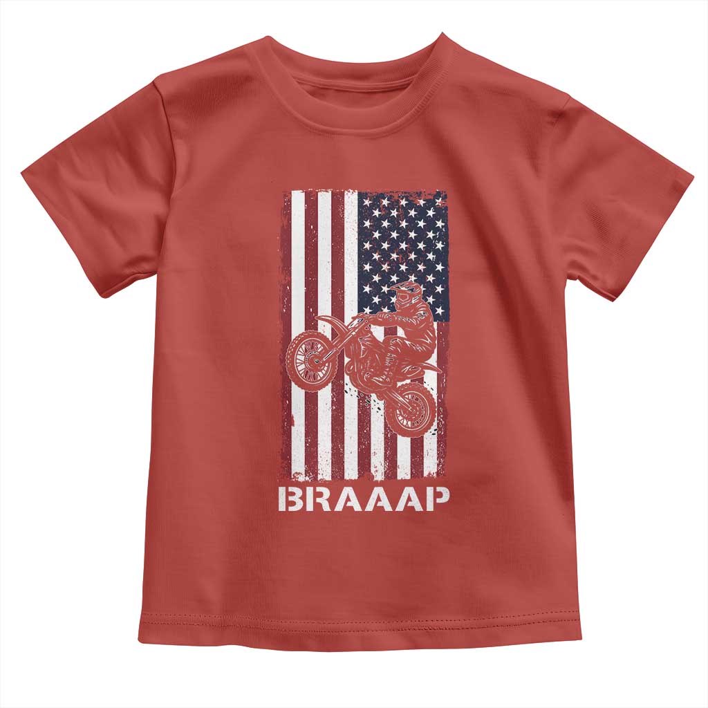 Dirt Bike Toddler T Shirt Braaap American Flag Motocross - Wonder Print Shop