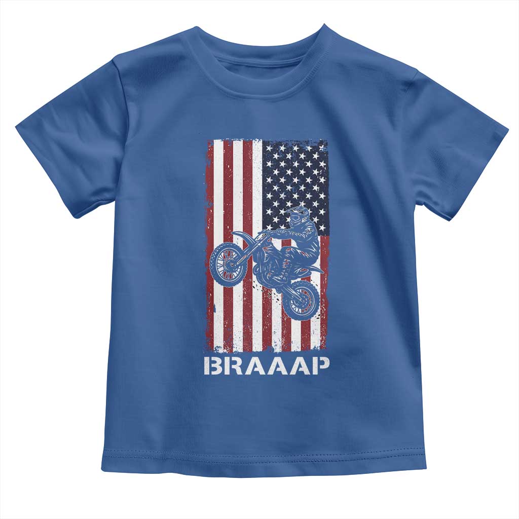 Dirt Bike Toddler T Shirt Braaap American Flag Motocross - Wonder Print Shop