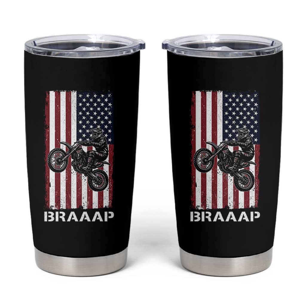 Dirt Bike Tumbler Cup Braaap American Flag Motocross