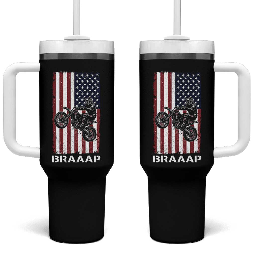 Dirt Bike Tumbler With Handle Braaap American Flag Motocross