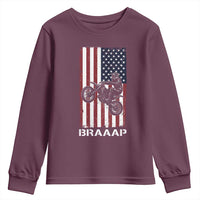 Dirt Bike Youth Sweatshirt Braaap American Flag Motocross - Wonder Print Shop