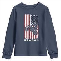 Dirt Bike Youth Sweatshirt Braaap American Flag Motocross - Wonder Print Shop