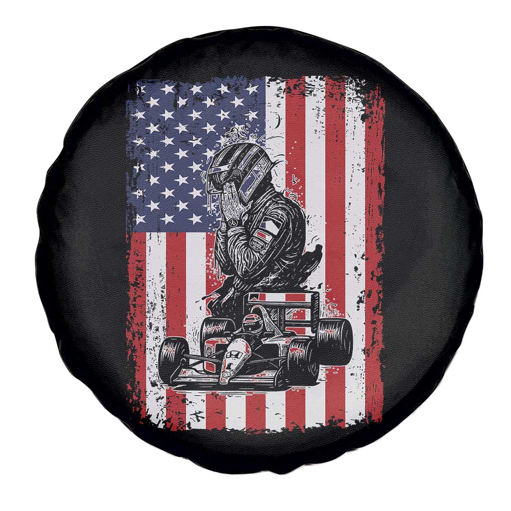 Patriotic Racing Car American Flag Race Spare Tire Cover - Wonder Print Shop