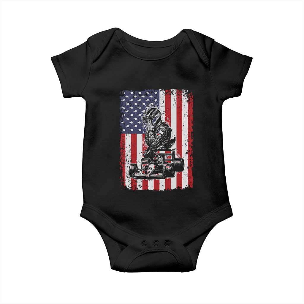 Patriotic Racing Car American Flag Race Baby Onesie - Wonder Print Shop