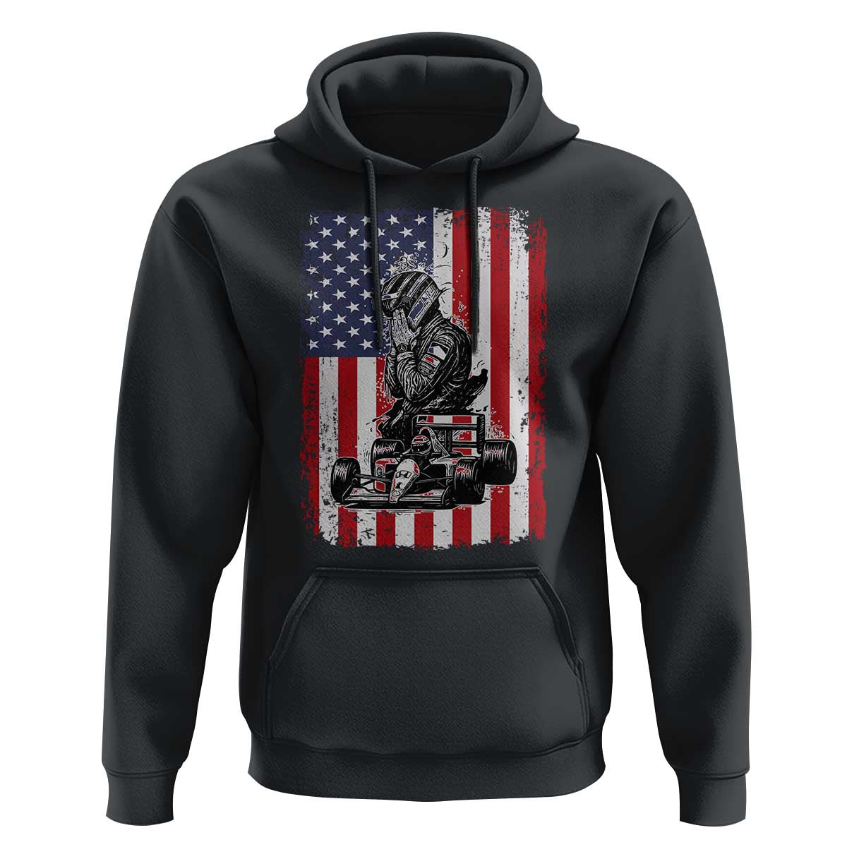 Patriotic Racing Car American Flag Race Hoodie - Wonder Print Shop