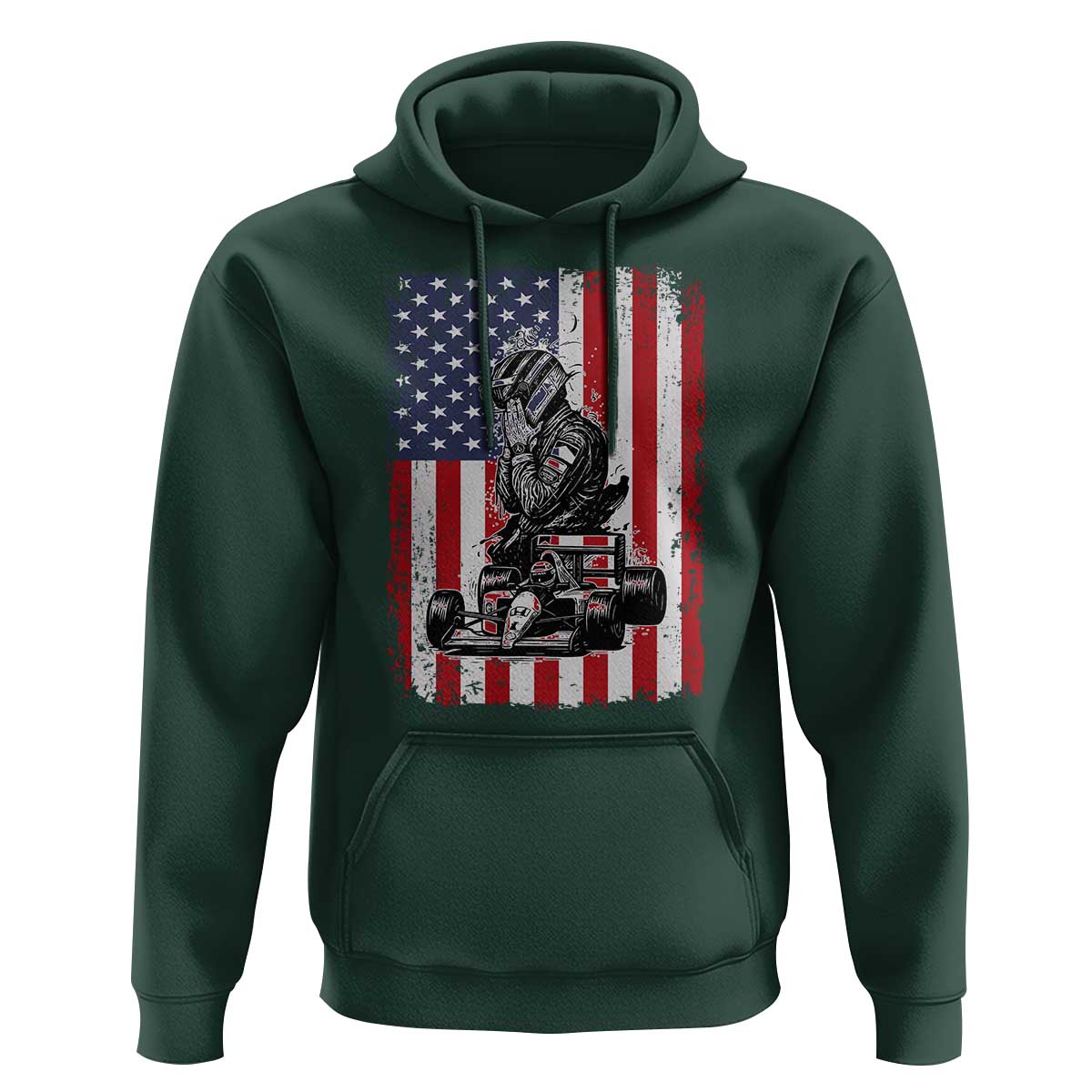 Patriotic Racing Car American Flag Race Hoodie - Wonder Print Shop