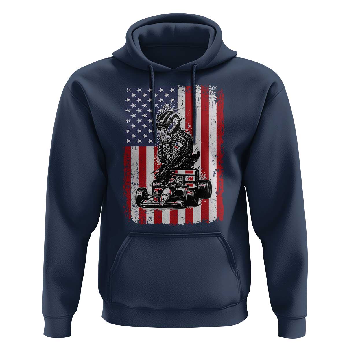 Patriotic Racing Car American Flag Race Hoodie - Wonder Print Shop