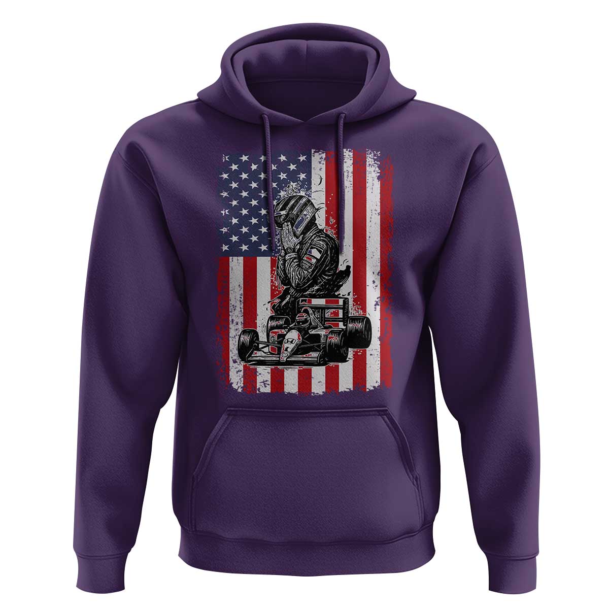Patriotic Racing Car American Flag Race Hoodie - Wonder Print Shop