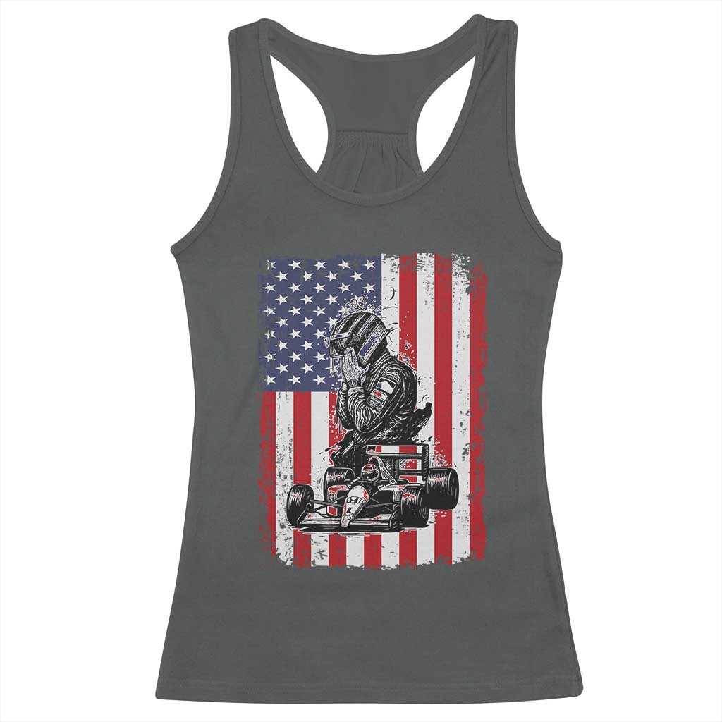 Patriotic Racing Car American Flag Race Racerback Tank Top - Wonder Print Shop