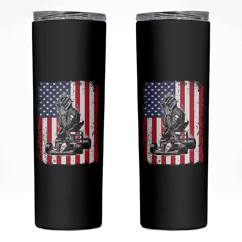 Patriotic Racing Car American Flag Race Skinny Tumbler