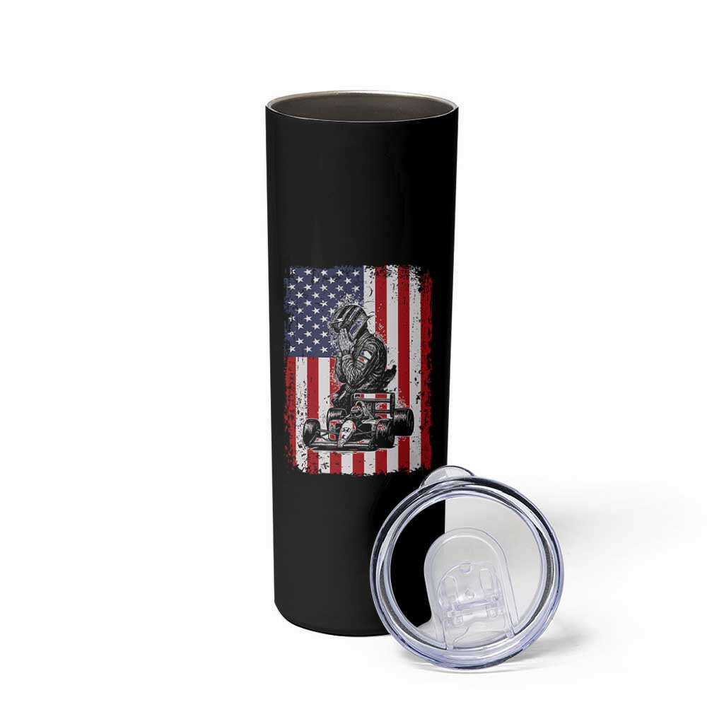 Patriotic Racing Car American Flag Race Skinny Tumbler