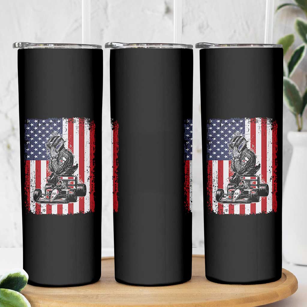 Patriotic Racing Car American Flag Race Skinny Tumbler