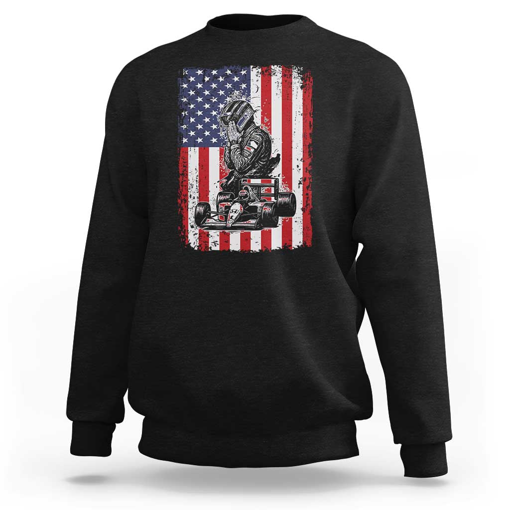 Patriotic Racing Car American Flag Race Sweatshirt - Wonder Print Shop