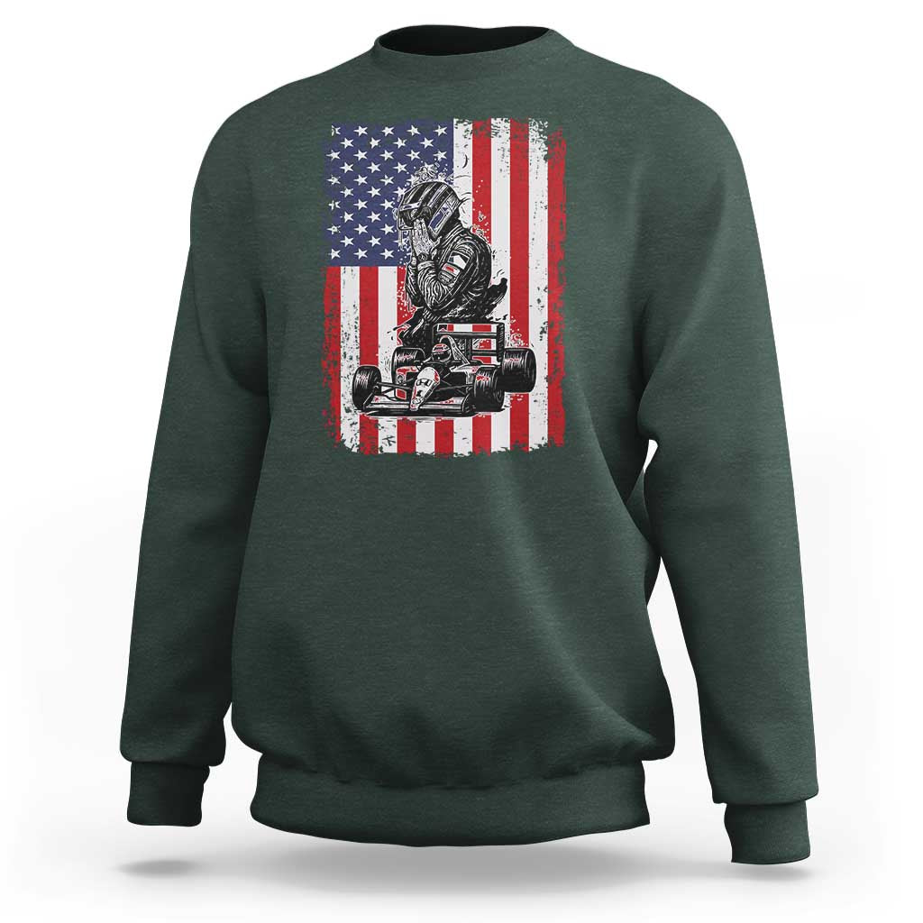 Patriotic Racing Car American Flag Race Sweatshirt - Wonder Print Shop