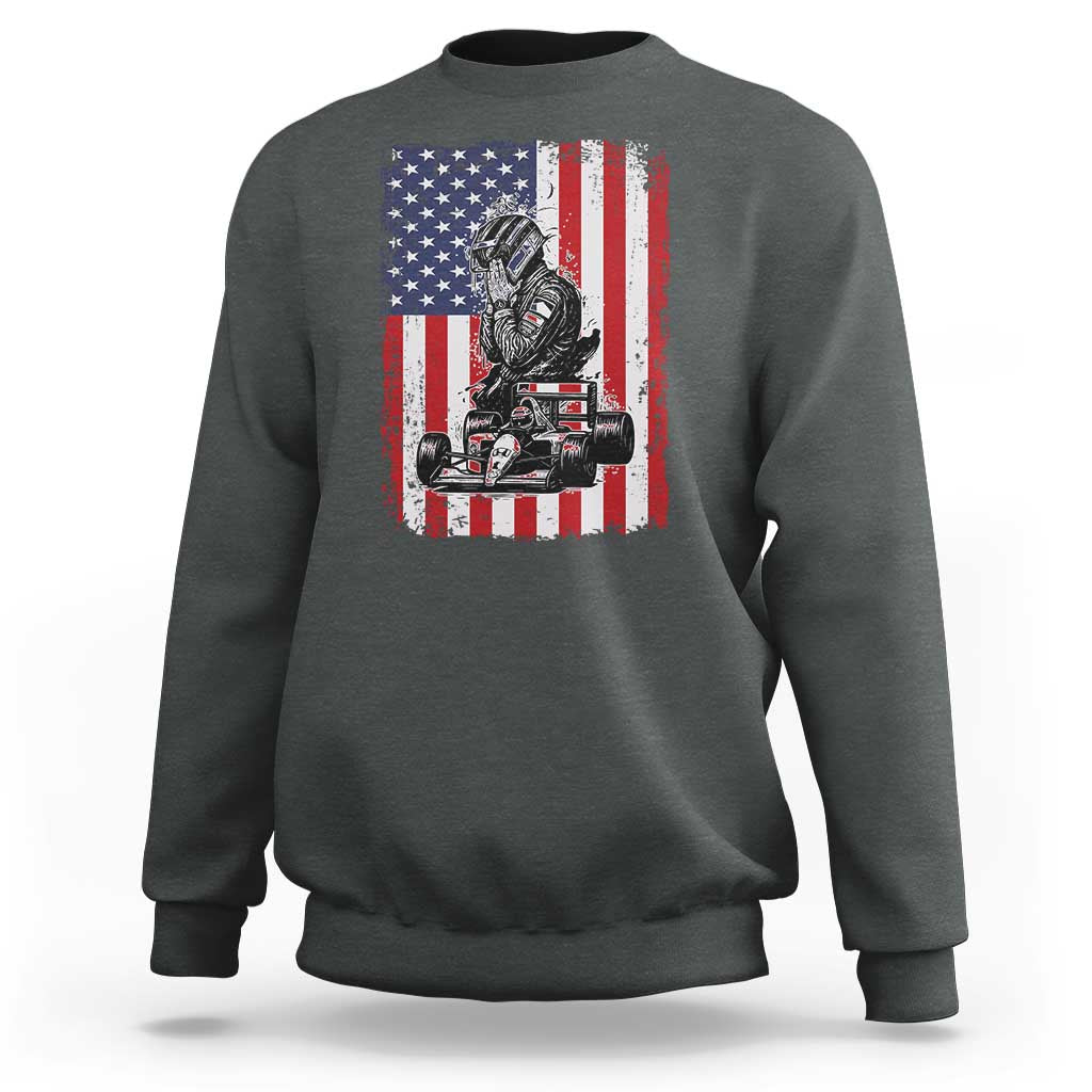 Patriotic Racing Car American Flag Race Sweatshirt - Wonder Print Shop