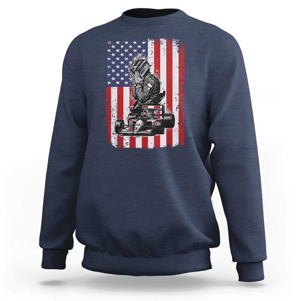 Patriotic Racing Car American Flag Race Sweatshirt - Wonder Print Shop