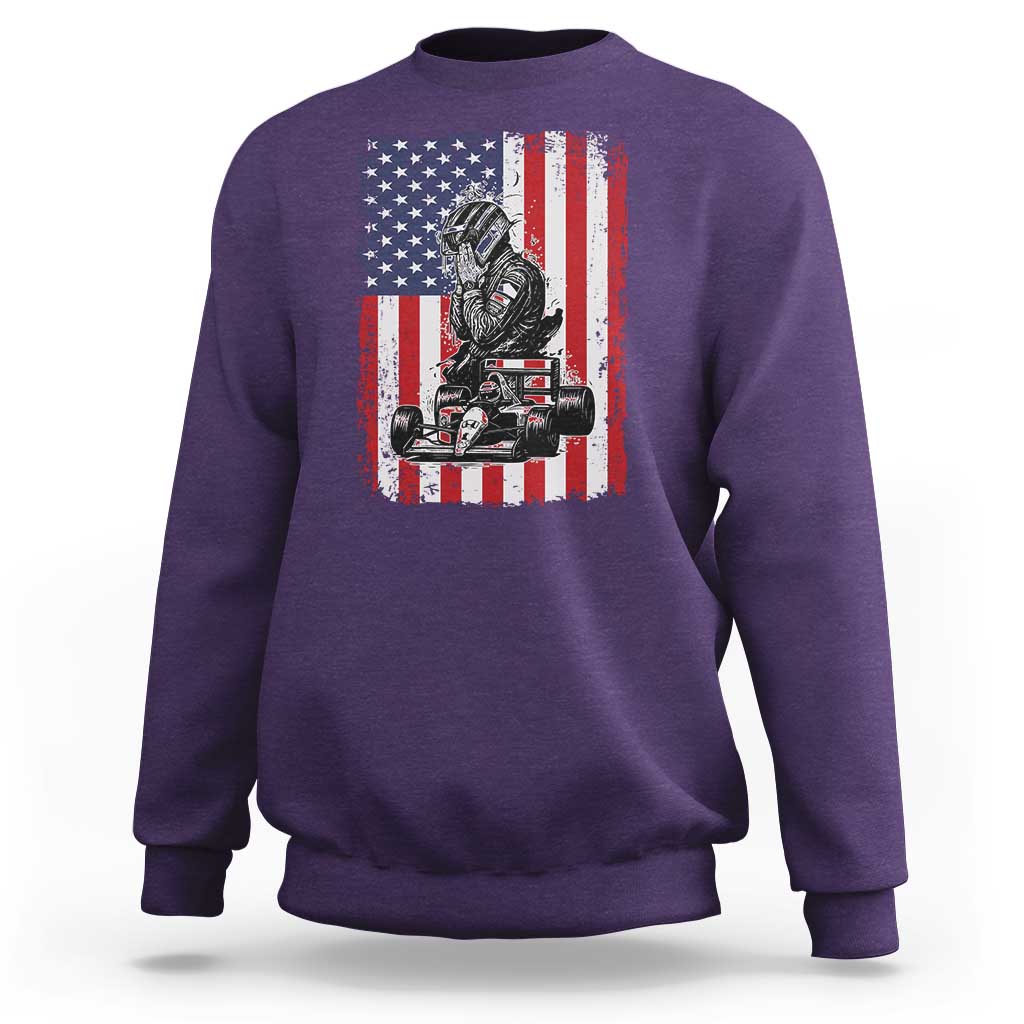 Patriotic Racing Car American Flag Race Sweatshirt - Wonder Print Shop