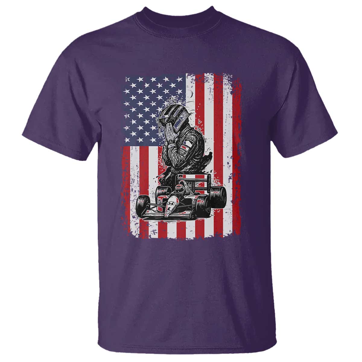Patriotic Racing Car American Flag Race T Shirt - Wonder Print Shop