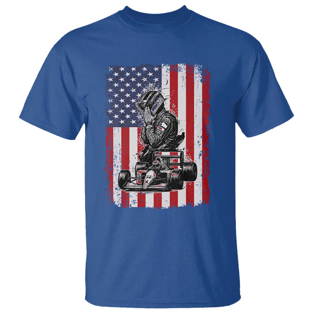 Patriotic Racing Car American Flag Race T Shirt - Wonder Print Shop
