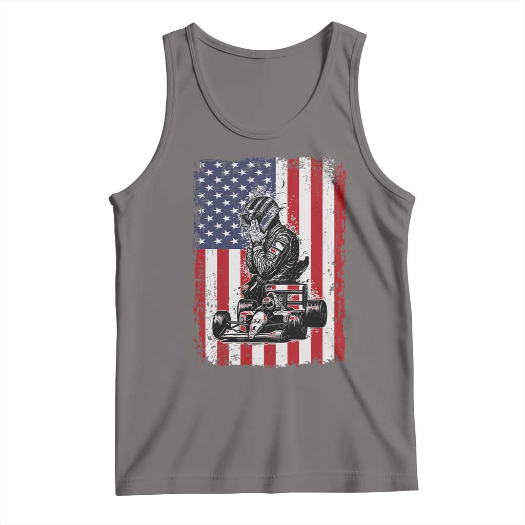 Patriotic Racing Car American Flag Race Tank Top - Wonder Print Shop