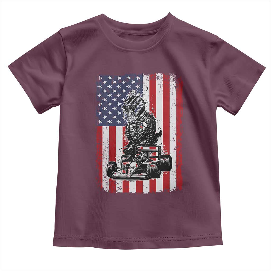 Patriotic Racing Car American Flag Race Toddler T Shirt - Wonder Print Shop
