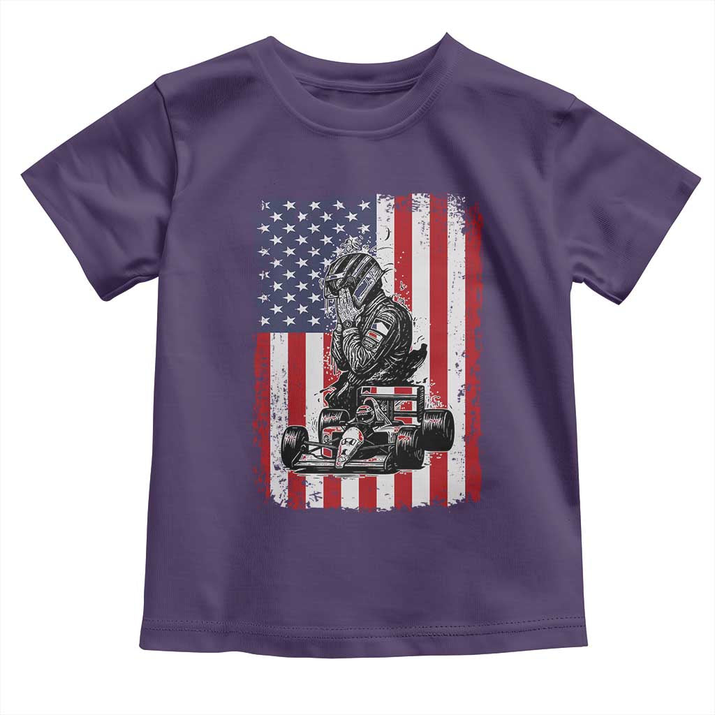 Patriotic Racing Car American Flag Race Toddler T Shirt - Wonder Print Shop