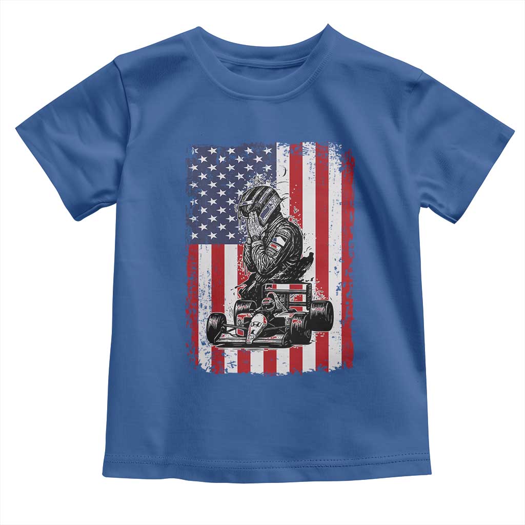 Patriotic Racing Car American Flag Race Toddler T Shirt - Wonder Print Shop