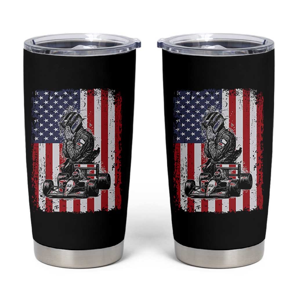 Patriotic Racing Car American Flag Race Tumbler Cup
