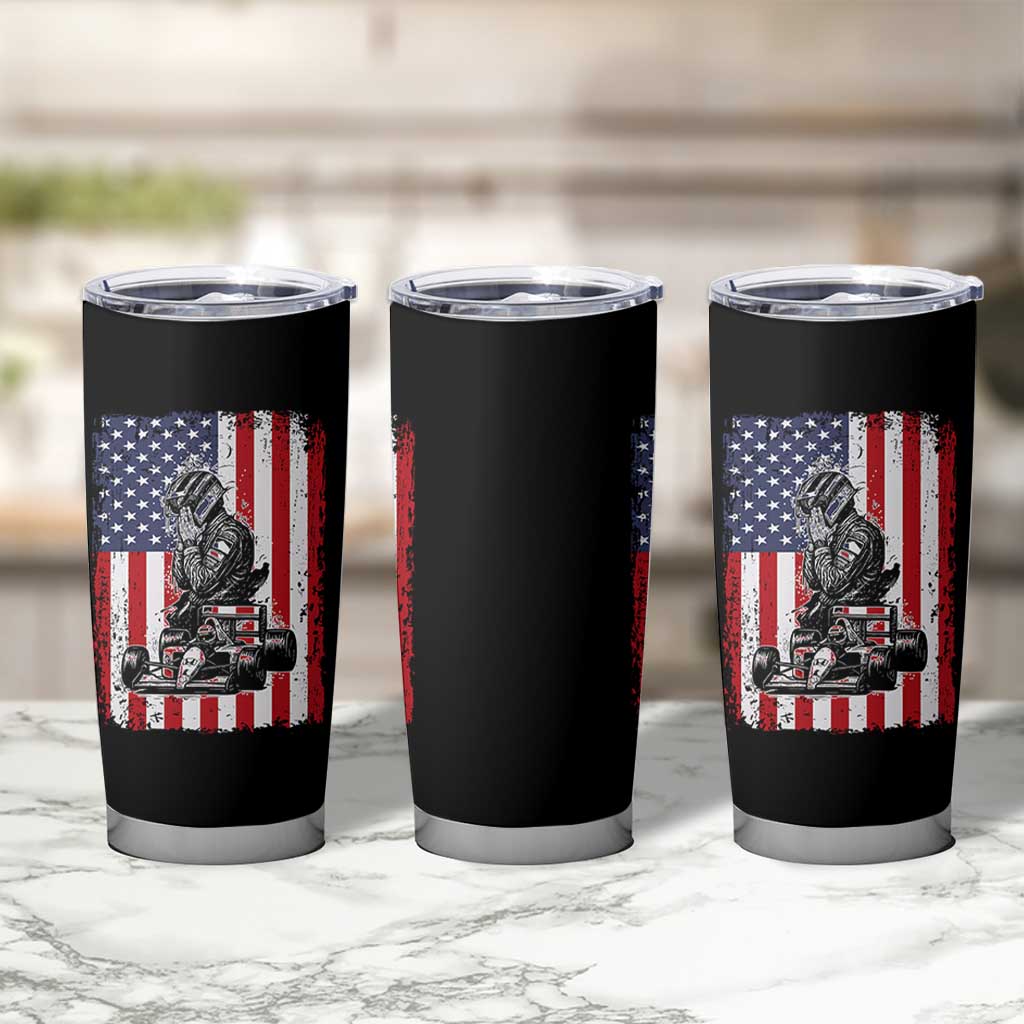 Patriotic Racing Car American Flag Race Tumbler Cup