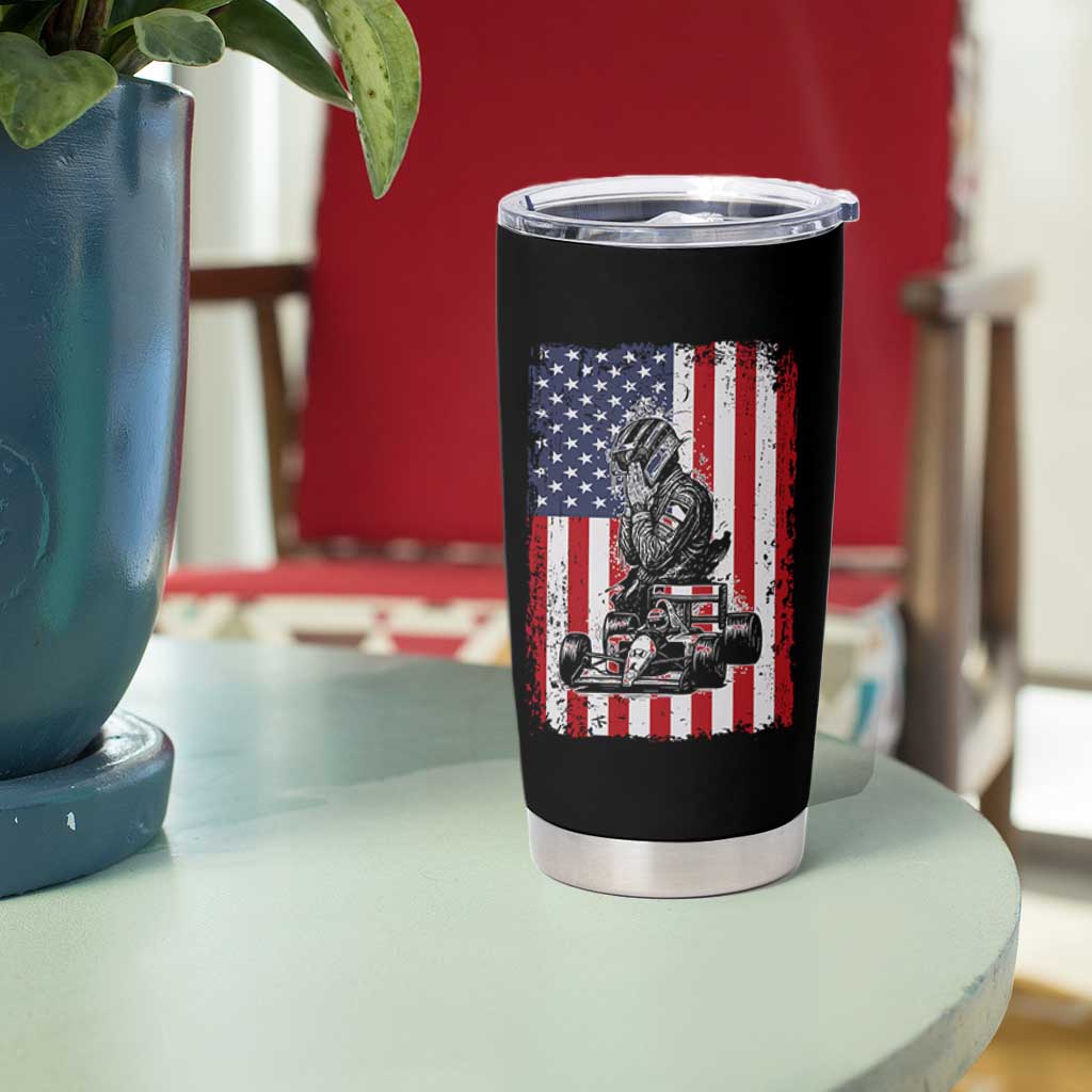 Patriotic Racing Car American Flag Race Tumbler Cup