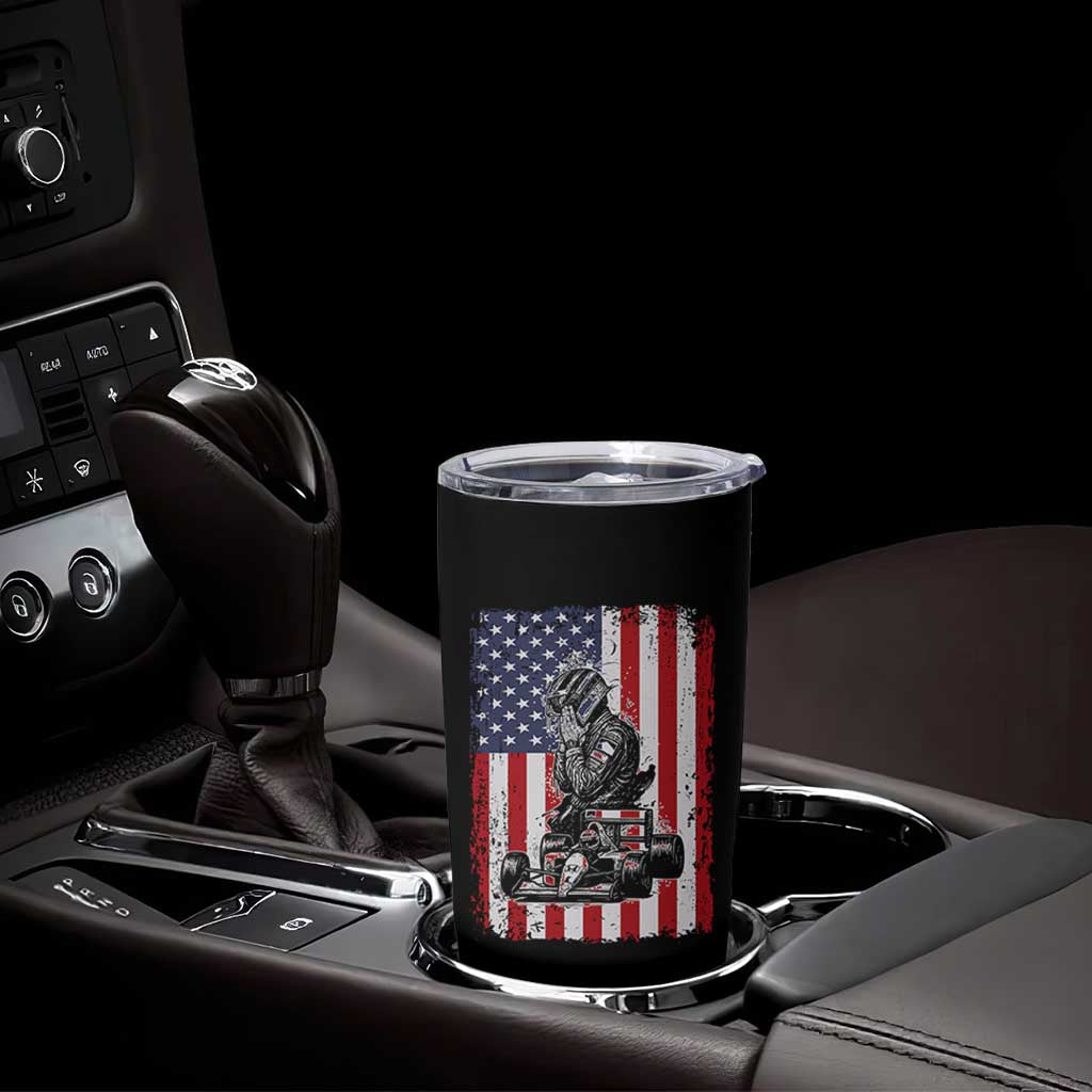 Patriotic Racing Car American Flag Race Tumbler Cup