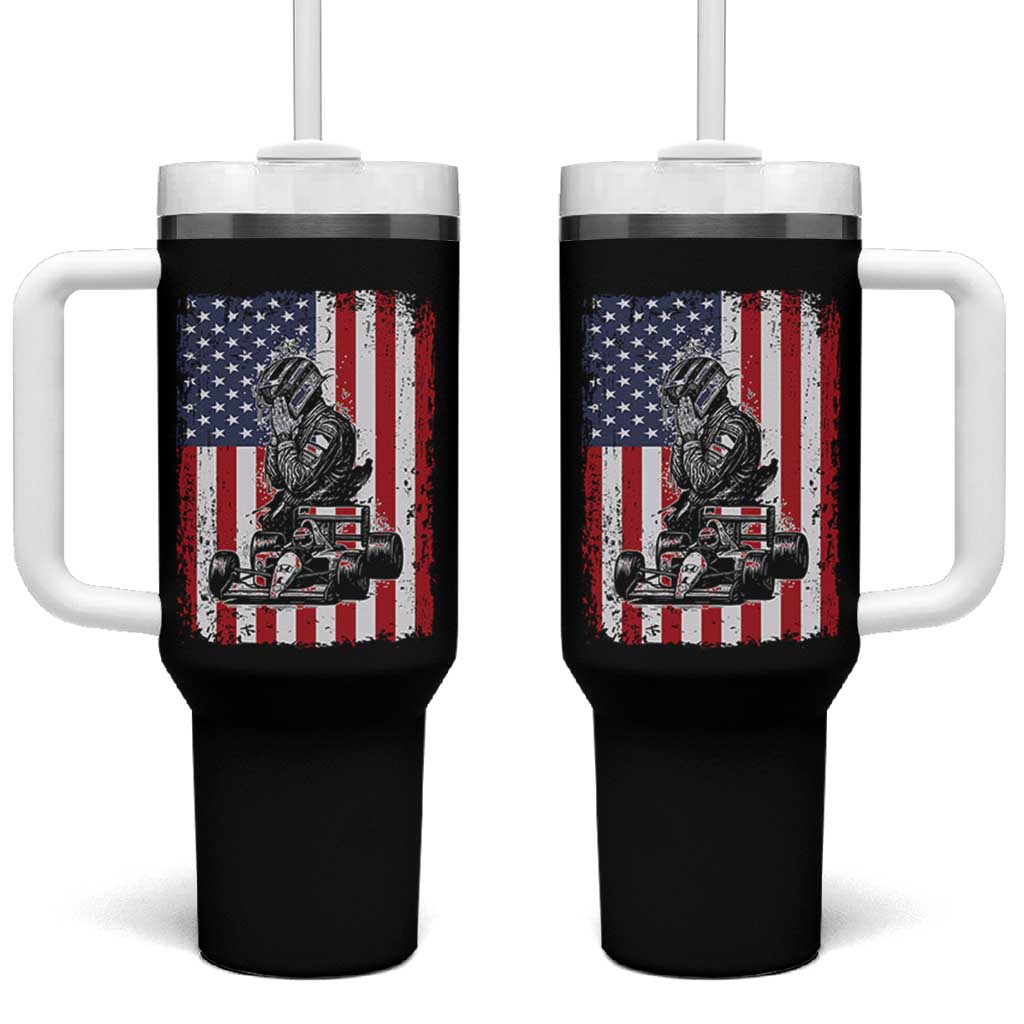 Patriotic Racing Car American Flag Race Tumbler With Handle