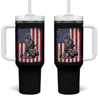 Patriotic Racing Car American Flag Race Tumbler With Handle