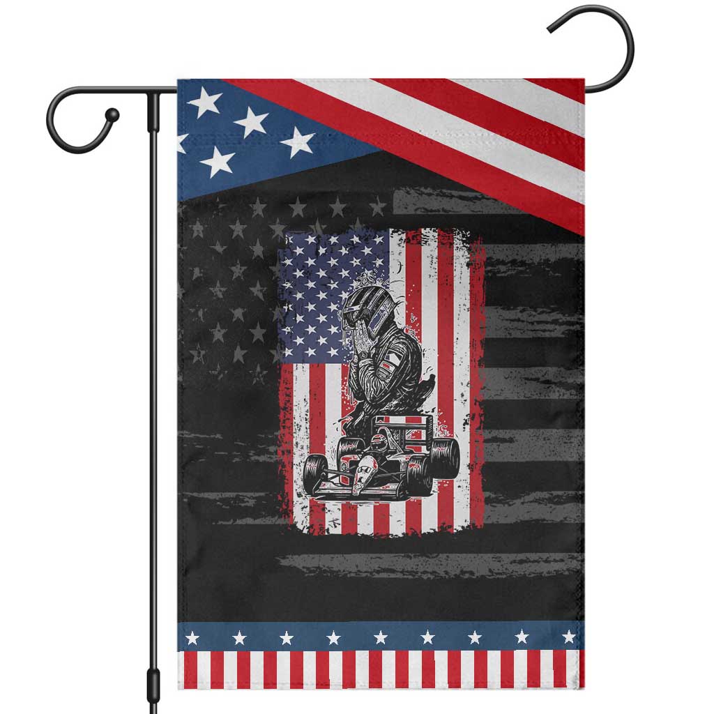 Patriotic Racing Car American Flag Race Garden Flag