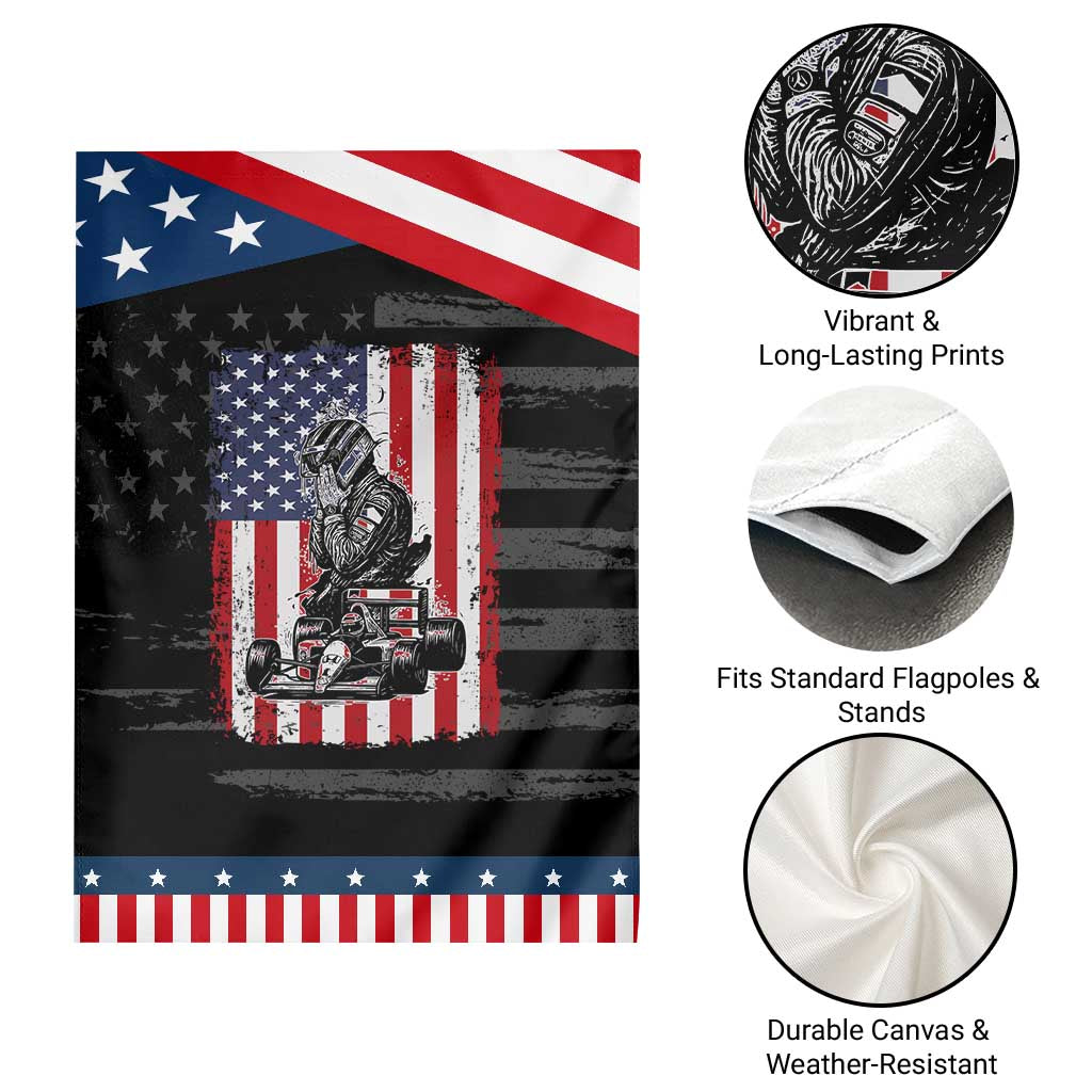 Patriotic Racing Car American Flag Race Garden Flag